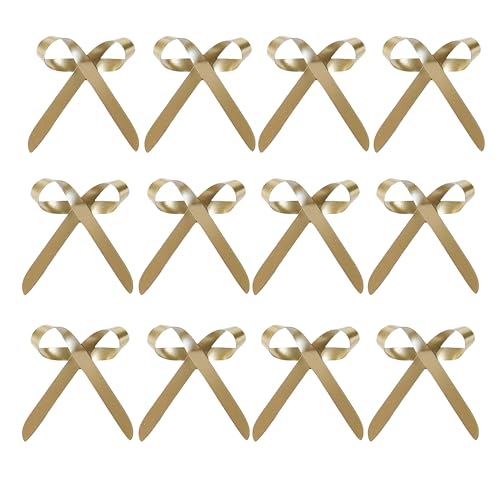 FESTGLOX Gold Metal Christmas Tree Bow Ornaments Set - Tree Topper Decoration