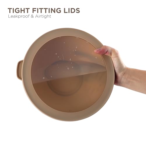 Rae Dunn Mixing Bowls with Lids - 10 Piece Plastic Nesting Bowls Set includes 5 Prep Bowls and 5 Lids (Brown)