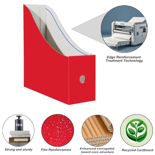 12-Pack Cardboard Magazine File Holders - Desktop Document Organizer