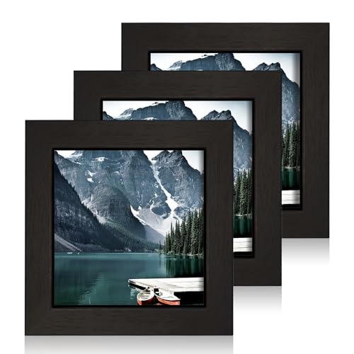 4x4 Black Square Picture Frames Set of 3 - Tabletop & Wall Hanging