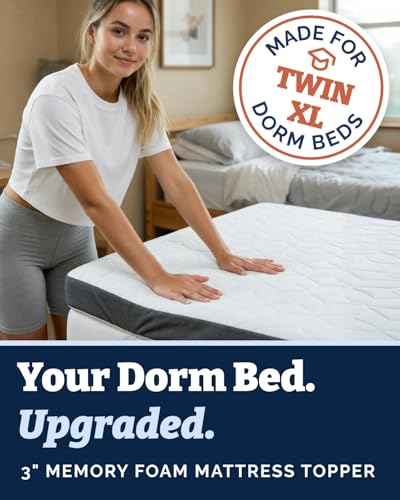 CGK Unlimited 3 Inch Twin XL Gel Memory Foam Mattress Topper with Cover
