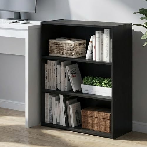 3-Tier Open Bookshelf Storage Rack, Modern Wood Bookcase, 23.7-Inch Wide