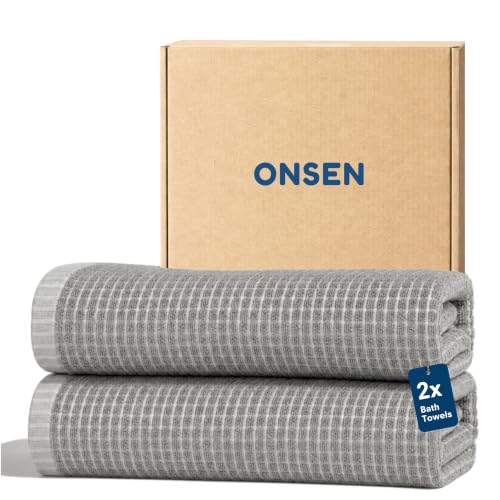 Sculpted Terry Bath Towels, 100% American Cotton, Quick-Dry Set (2 Pack)