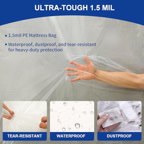 King Size Mattress Bags for Moving and Storage - 2 Pack, Waterproof & Dustproof