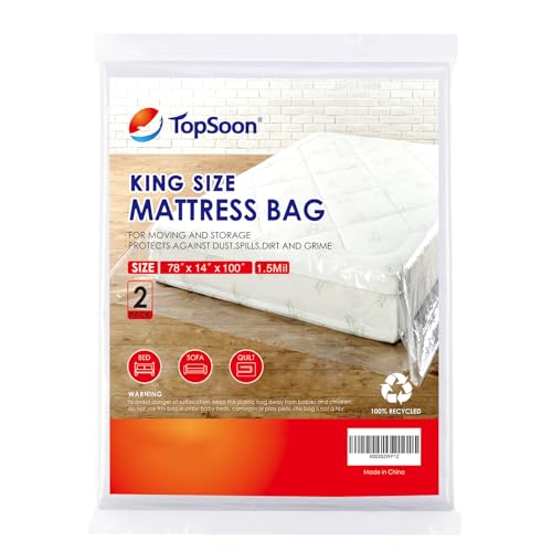 King Size Mattress Bags for Moving and Storage - 2 Pack, Waterproof & Dustproof