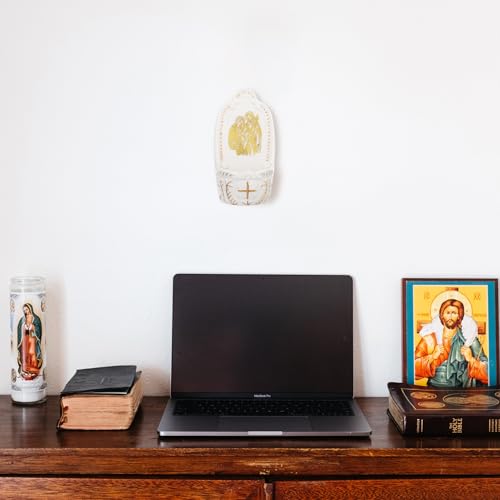 Ceramic Holy Water Font for Wall or Tabletop, Catholic Home Decor