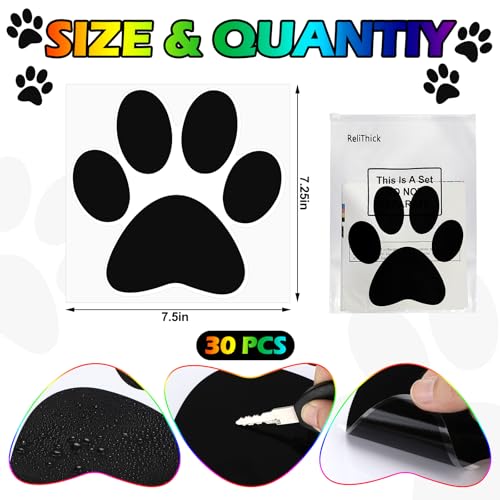 30 Pcs Large Paw Print Floor Decals - Waterproof Vinyl Stickers