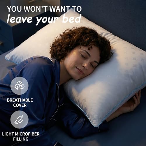 Queen Size Pillows Set of 2 - Down Alternative Bed Pillows for All Sleepers