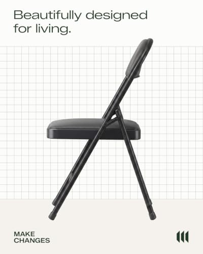 4-Pack Padded Folding Chairs, Heavy-Duty Metal Portable Seats for Indoor-Outdoor
