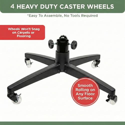 Rolling Heavy-Duty Christmas Tree Stand with Lockable Wheels for 9ft Trees