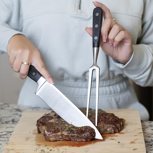 Outset Stainless Steel Carving Set - Chef's Carving Knife & Meat Fork