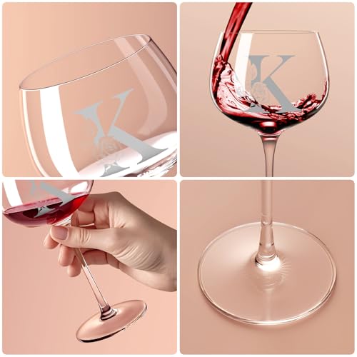 Personalized Monogram Initial Wine Glass - Custom Gift for Her