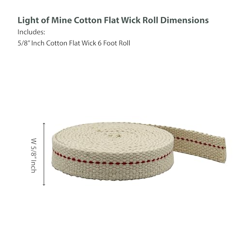 100% Cotton Flat Wick 5/8" x 6' for Oil Lamps & Lanterns