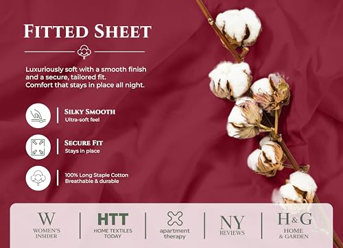 Red Royale Linens King Fitted Sheet 100% Cotton Deep Pocket Bedding