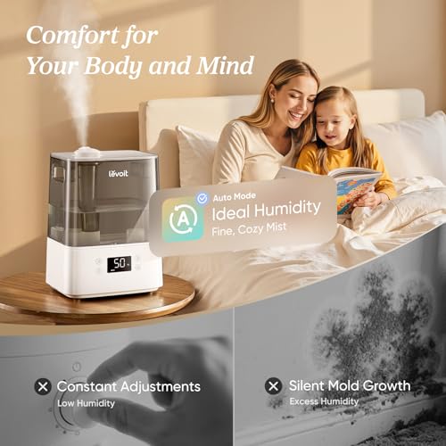 Smart Cool Mist Humidifier for Bedroom Large Room 6L 60H Runtime
