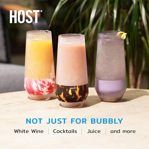 Host Freeze Insulated 9oz Marble Champagne Glasses Set of 2 - Cold Bubbly Chilling Cups