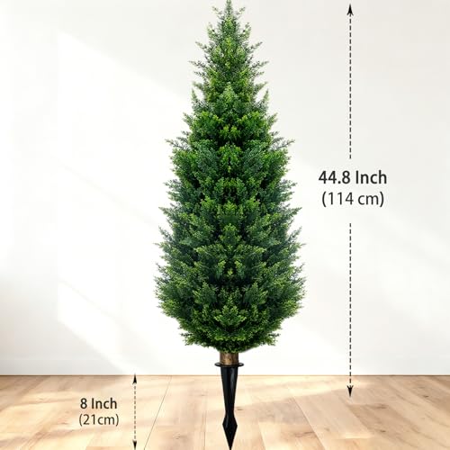 4ft Artificial Cedar Topiary Trees (2-Pack) - UV Resistant Faux Shrubs