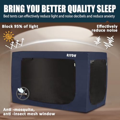 Blackout Bed Tent Privacy Canopy for Restful Sleep with 3 Doors