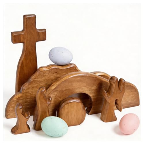 Wooden Empty Tomb Easter Resurrection Scene Tabletop Decor