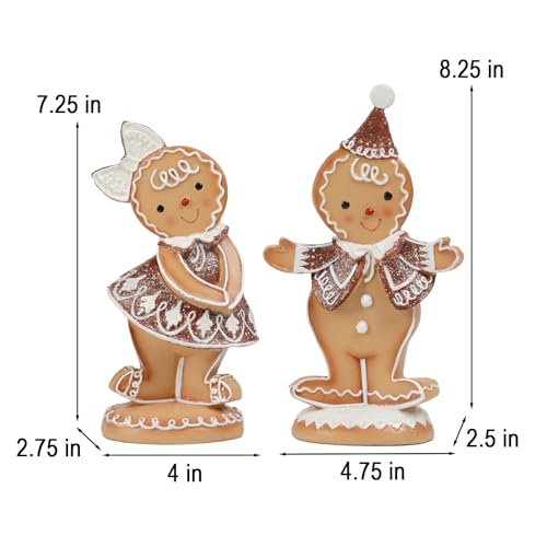 Braxio Gingerbread Boy & Girl 2pc Christmas Decor - Resin Tabletop Miniatures (Boys)