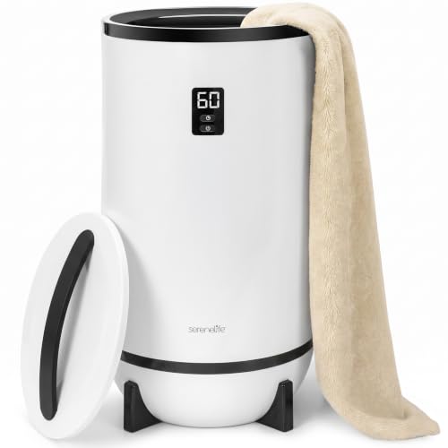 SereneLife Black Portable Towel Warmer Bucket – Large Capacity Spa & Bathroom Heater