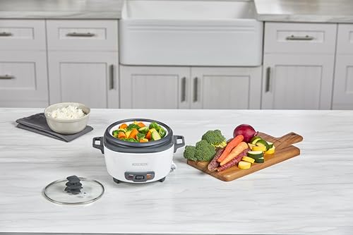 6-Cup Electric Rice Cooker with Steaming Basket & Keep Warm Feature