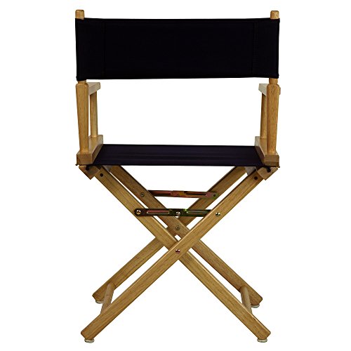 18-Inch Foldable Solid Wood Director's Chair with Navy Canvas