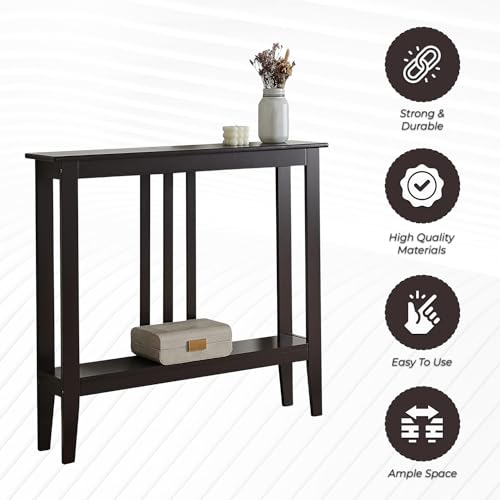Narrow Console Table with Storage Shelf, 36-Inch Slim Entryway Sofa Table