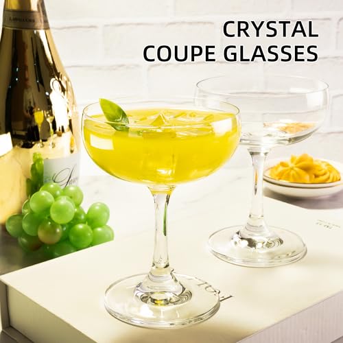 HAKEEMI 12 PCS Champagne Glasses Set - 7oz Crystal Coupe for Weddings & Parties