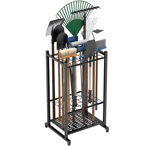 Heavy Duty Garden Tool Organizer Rack for Garage and Shed Storage