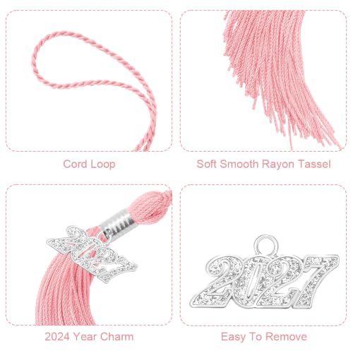 2027 Graduation Cap Tassel with Silver Year Charm - Pink