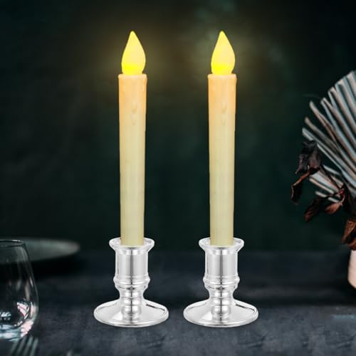 20Pcs Silver Candlestick Holders Set Vintage Flameless Candle Bases 6x5.8x5.8cm