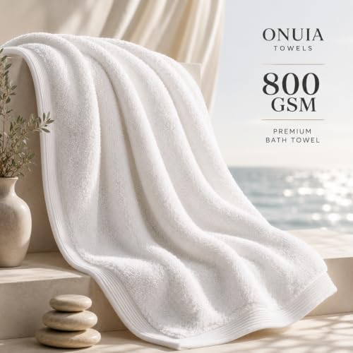 800 GSM Oversized Cotton Bath Towels, Ultra-Soft & Absorbent Set of 2, Blue
