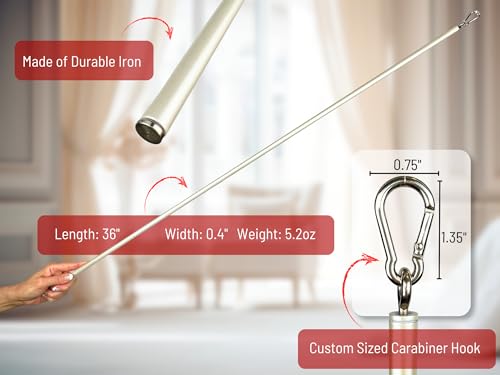 36-Inch Metal Curtain Pull Wand - Heavy Duty Drapery Rod (4 Pack)