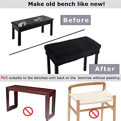 Soft Velvet Rectangular Piano Bench Cover, Stretch Washable Protector (20"-26.5" L)