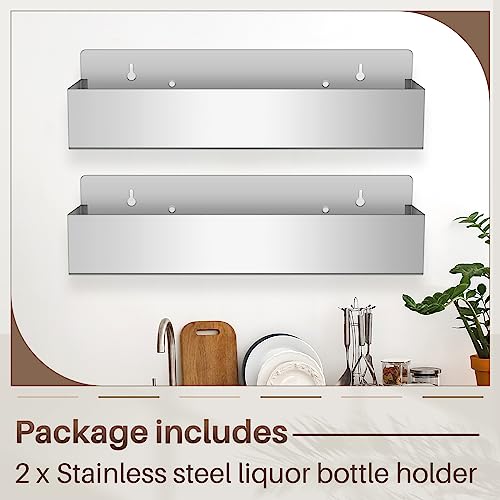 22-Inch Stainless Steel Speed Rail Liquor Bottle Holder, Wall Mounted Rack