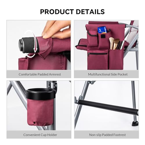 Foldable Makeup Director Chair - Heavy Duty Portable Bar Height Chair