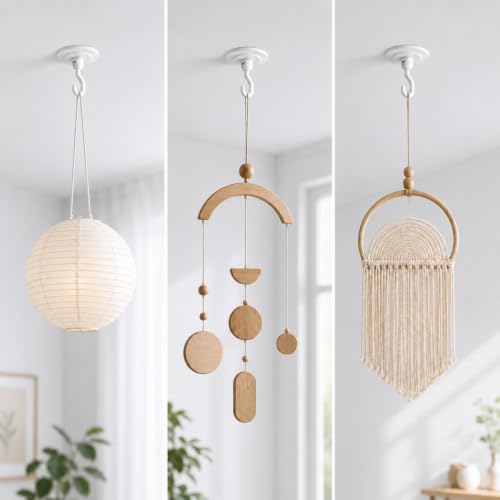 360° Swivel Adhesive Hooks - 4-Pack Heavy Duty Wall & Ceiling Decor Hangers