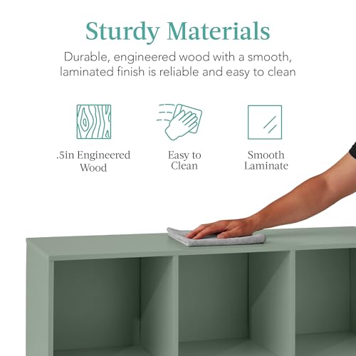 6-Cube Storage Organizer Bookshelf with Customizable Back Panels - Sage