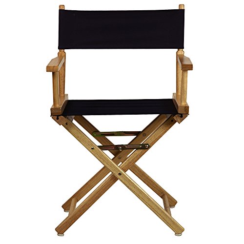 18-Inch Foldable Solid Wood Director's Chair with Navy Canvas