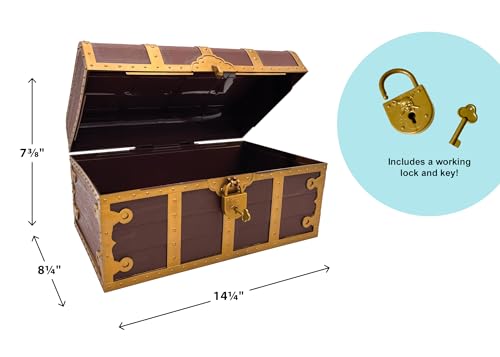 Treasure Chest with Lock and Key - Durable Plastic Storage Container for Kids & Classroom