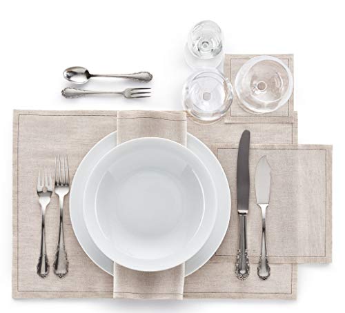 MY DRAP Linen Cocktail Napkins Natural 50 Units - Holiday Christmas Jumper Edition