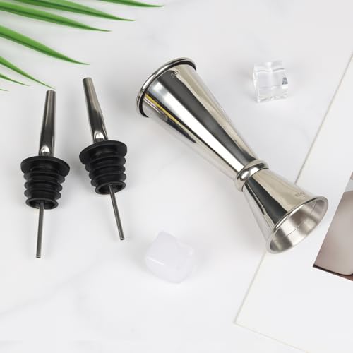 Stainless Steel Bartending Jigger Set with Pour Spouts - Precise Cocktail Measurement Tools