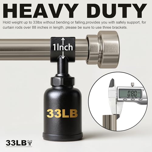 Adjustable Brushed Nickel Curtain Rod Set, 28-48 Inch Heavy Duty Metal