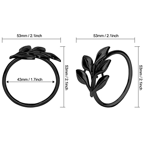 YeZi-Black Napkin Rings Set of 12 Leaf Design for Elegant Table Settings