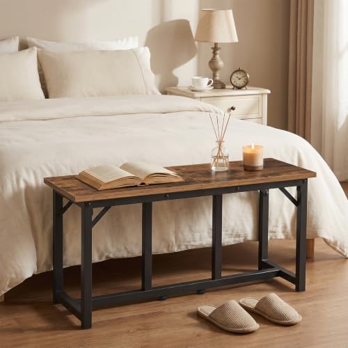 Rustic Dining Bench 31.5-Inch Industrial Kitchen Bench with Metal Frame
