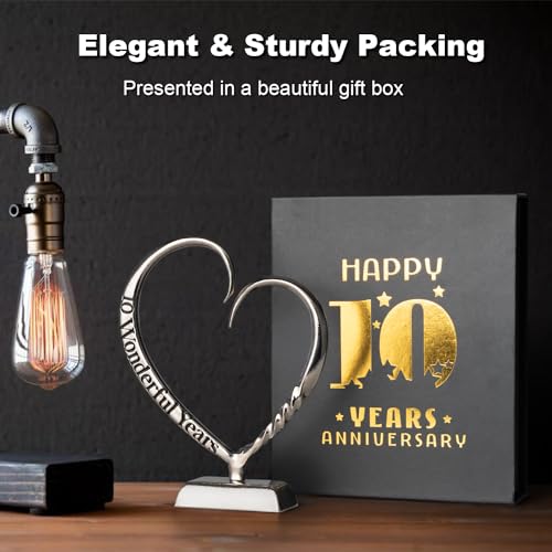 10th Wedding Anniversary Heart Keepsake - Hand Forged Tin Aluminum Decor