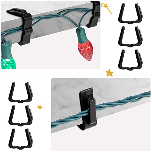 50 Pcs Christmas Light Gutter Clips - 1-5/8 Inch Black Plastic Hooks