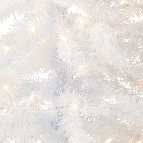 4ft Pre-Lit White Tinsel Artificial Christmas Tree with 70 Lights & Stand
