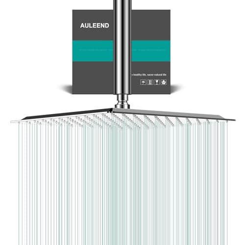 12-Inch Square Rain Shower Head - High Flow Stainless Steel Rainfall